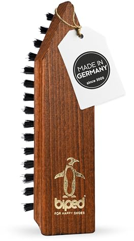 biped Schmutzbürste für Schuhe - Kraftvolle Reinigungsbürste auch für Sohlenprofile - Schuhbürste aus lackiertem Buchenholz - Schuhputzbürste 16 cm z2450