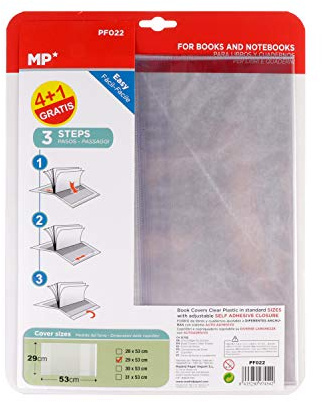 MP Heftumschläge A4 Bast Sortiment, 5 Stück, Hefthüllen transparent 29 * 53cm