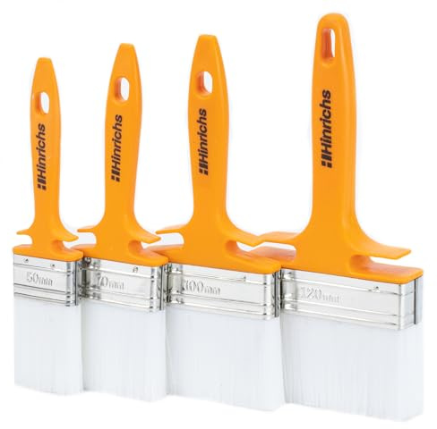 Hinrichs Lasurpinsel Set - 4x Malerpinsel Set Profi in den Breiten 50mm, 70mm, 100mm & 120mm - Pinselset für Lack, Öl und Farbe - Pinsel für Holzlasur - Pinsel Set Paint Brush - Lackpinsel