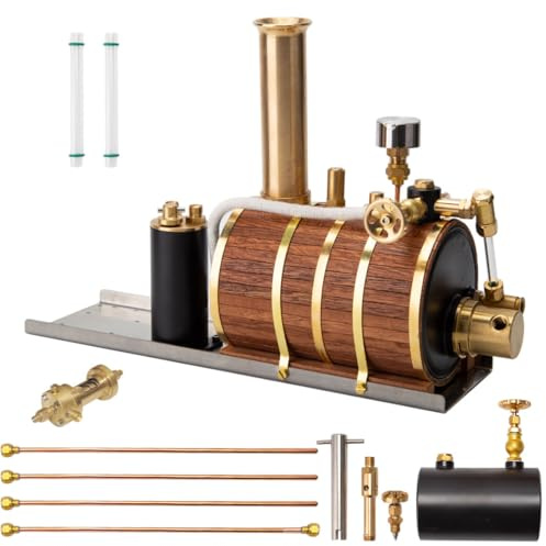 Rxbycxshi Dampfmaschinen Motor für Schiffe, 200ml Dampfkessel Modell für Ein-/Doppel-/Dreizylinder-Dampfmaschinen Schiffe Modell