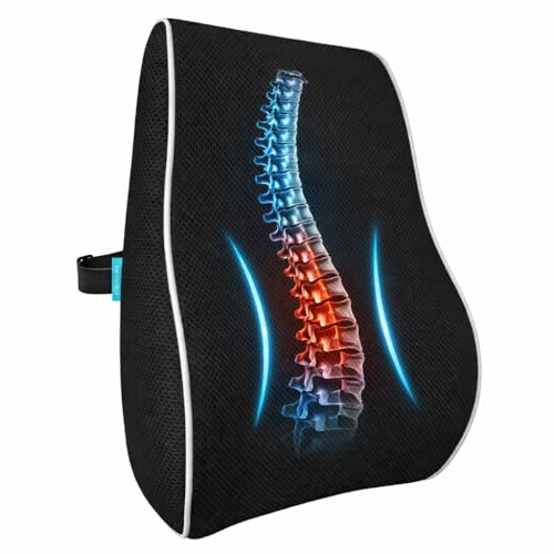 bonmedico Bürostuhlkissen – Memory Foam Lendenkissen für Büro, Auto & Zuhause, Ergonomische Rückenstütze, Standard, Schwarz, Lordosenstütze