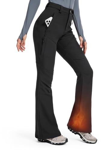 Moosehill Damen Skihose Thermohose Gefüttert：Wasserdicht Schneehose Bootcut | Softshellhose mit 4 Taschen, Winddicht, Bequem Warm, Ausgestellter Saum, Winterhose für Snowboard,Wandern & Outdoor