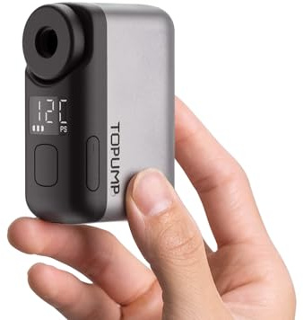 TOPUMP Mini Fahrradpumpe, Elektrische Fahrradluftpumpe mit Manometer, Ultrakleine 120PSI Akku Fahrradpumpe mit Presta und Schrader-Ventil, Auto Stopp, für Rennrad, Mountainbike und Stadtrad