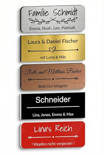 Personalisiertes Türschild/Klingelschild aus Acryl (1 Stk.) – Selbstklebend, Wetterfest & UV-beständig, Namensschild mit Gravur für Haustür, Briefkasten, Klingel, Made in Austria