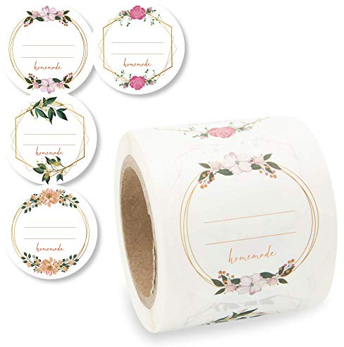 Nord Tape Etiketten Selbstklebend 200 Stück 5cm Ø Klebe-Etiketten zum Beschriften von Einmach-Gläsern, Aufkleber Marmeladenglas Beschriftbar, Gewürzetiketten Rund „Homemade“