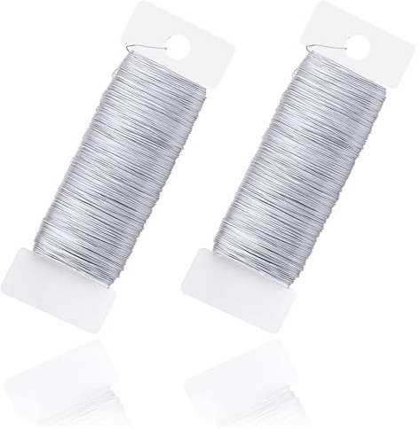 Basteldraht Silber 0,35mm x 100m, 2 Rollen Floristendraht Draht zum Basteln | Verzinkter Eisendraht, Flexibel & Stabil, Rostarm, Leicht Formbar Für Floristik, Kränze, Schmuck Und Diy