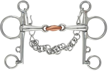 Shires Lozenge Pelham-Gebiss, doppelt gebrochen, gegliedert, mit Kupfer, S/STEEL