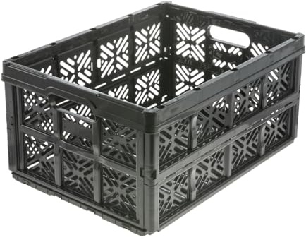 keeeper Stabile Klappbox Ida, Stabiler Kunststoff (PP), 32 l, 48 x 35 x 23 cm, Ida, Schwarz