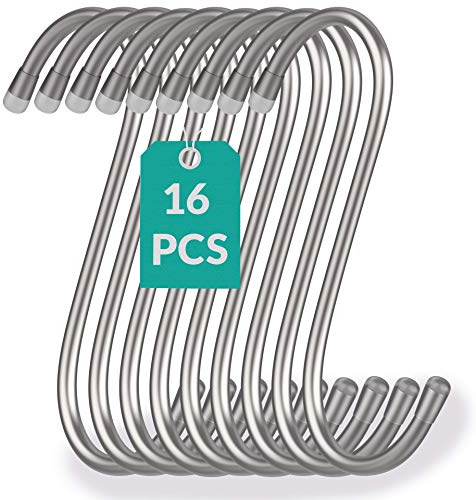 Praknu 16 S Haken Edelstahl - Belastbar bis 25kg - 12cm Groß - Rostfreie S-Haken zum Aufhängen