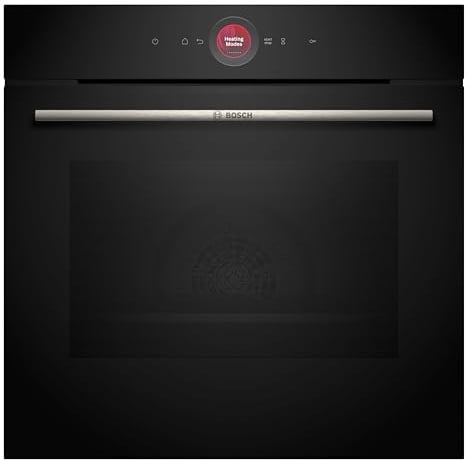 Bosch HBG7221B2, Serie 8 Smarter Einbau-Backofen, 60 x 60 cm, Made in Germany, Hydrolyse Reinigung, Air Fry, Bosch Assist Automatikprogramme, 3D Heißluft, Farbiger Touchscreen mit Bedienring, Schwarz