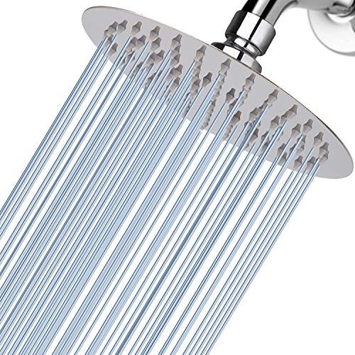 15cm Regenbrause, Voolan Kreisförmiger Hochdruck Duschkopf aus Edelstahl 304, komfortables Duscherlebnis auch bei Niedrigem Wasserdruck, Installierbar an der Wand oder Decke (Chrom)