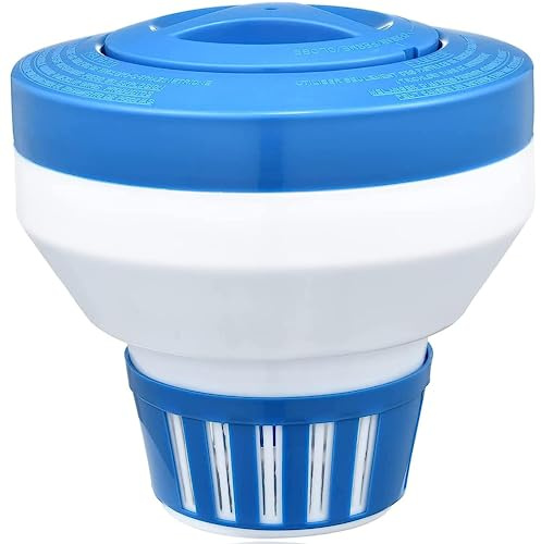 Chlor/Bromschwimmer - Großer schwimmender Chlorspender für Chlortabletten 7,6 cm - Optimaler Poolchlorinator mit Einstellbarer Freigabe für Innen- & Außenpool Whirlpool