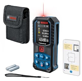 Bosch Professional Laser-Entfernungsmesser GLM 50-27 C (Reichweite: bis 50 m, robust, IP65, Bluetooth-Datenübertragung, 2 AA-Batterien, Schlaufe, Tasche)