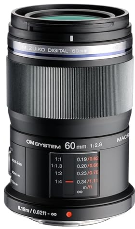 OM SYSTEM M.Zuiko Digital ED 60mm F2.8 Makroobjektiv,hochwertige Micro Four Thirds-Optik,hochauflösende Nahaufnahmen,staub-und spritzwassergeschützt,für Natur und Porträtaufnahmen,für alle MFT-Kameras