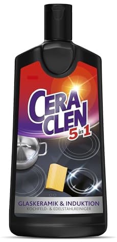 Ceraclen Reiniger & Pfleger für Glaskeramik- und Induktionskochfeld sowie Edelstahl – Reinigung, Glanz & Pflege – 1 x 200 ml