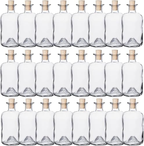 Flaschenland - 24 Apothekerflaschen Set, leer, 350 ml, Klarglas, Korken zum Verschließen, Ginflaschen, Rumflaschen, zum Selbstbefüllen, DIY, Spirituosenflasche