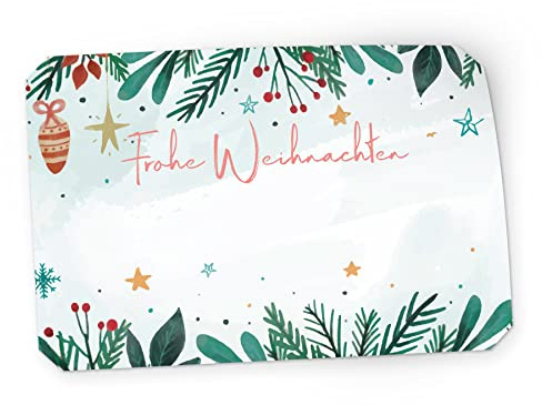 itenga 50x Geschenkaufkleber Frohe Weihnachten Aufkleber rechteckig beschriftbar für kurze Texte Namensschild Geschenkeaufkleber Etikett Sticker (Motiv Zweige)