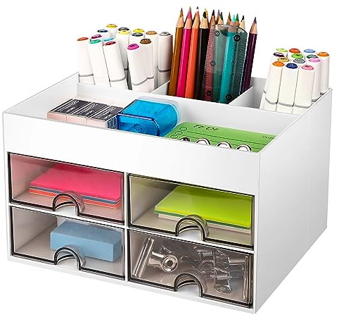 Miiepls Schreibtisch organizer, Schreibtisch Organizer mit Schublade, Multifunktionaler Organizer für Schreibtisch Schule Home Office (4)
