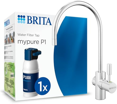 BRITA Wasserfilter Wasserhahn mypure P1 Wasserfiltersystem | Wasserfilter Wasserhahn, Montagekit, BRITA P1000 Wasserfilter, reduziert Kalk, Metalle, Chlor und geschmacksstörende Stoffe