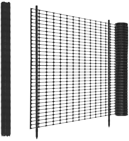 Weidezaun Schwarz 30m Lange x 100cm Hoch mit 30 Pfähle 115cm Hoch,Kunststoff Mobiler Zaun für Begrenzungszaun Geflügelnetz Hühnerzaun Geflügelzaun Hundezaun Steckzaun Teichzaun Kaninchenzaun Schafzaun