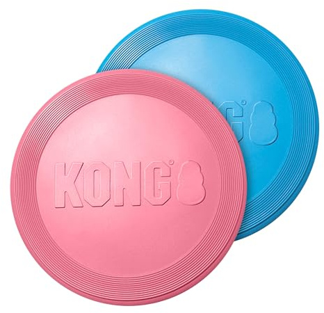 KONG Puppy Flyer - Wurfscheibe Hundespielzeug aus weichem Naturkautschuk - Sanftes Gummispielzeug für Wachsende Welpen - Für Kleine Welpen