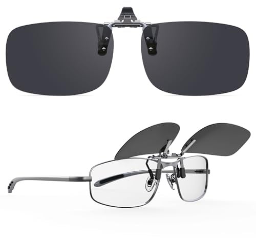 Goiteia Polarisierte Sonnenbrille zum Aufklipsen über Korrekturbrillen | für Männer und Frauen - Einfaches Auf- und Absetzen mit einer Hand - Verbesserte Gläser ohne Blaulicht
