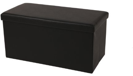 ECHTWERK Sitzbank, Faltbare Polsterbank aus hochwertigem Kunstleder, Sitzhocker mit Aufbewahrungsfunktion, Für Wohnzimmer/Schlafzimmer, Schwarz