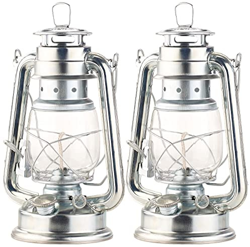 Lunartec Öllampe: 2er-Set Nostalgische Petroleum-Sturmlaternen mit Glaskolben, verzinkt (Oil Lamp, Laterne Öllampe, Grill)