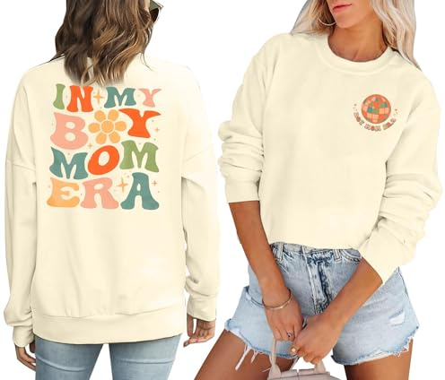 EGELEXY Mama Sweatshirts Women Embroidery Mom Life Blouse Mama Crewneck Pullover Long Sleeve Tops