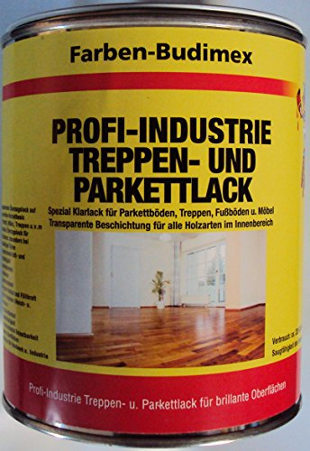 Farben-Budimex Profi-Industrie Treppen- u. Parkettlack/farblos/seidenglanz / 750 ml/transparenter Überzugslack auf Polyurethan-Acrylatbasis/v. Fachhandel