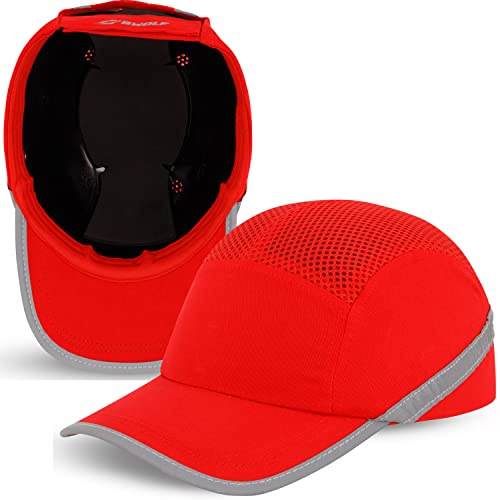 BWOLF TRIVOR Anstoßkappe Herren Stoßkappe Sicherheitskappe Sicherheitshelm mit ABS-Schale EN 812 mit Reflexstreifen Schutzhelm Helmkappe, Rot