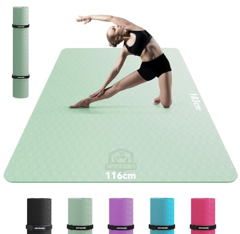 HAPBEAR Yogamatte XXL- Extra Groß Breit Yoga Matte, Sportmatte Fitnessmatte Rutschfest 198cm x137cm/183cm x122cm/183cm x116cm,Ultra Haltbar, Gymnastikmatte für Pilates, Gym, Zuhause, Workout
