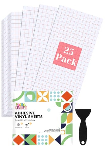 UCEC 25x Transferfolie Plotter – 14x30.5 cm, mit Ausrichtungsgitter | Übertragungsfolie Plotter, vorgeschnitten für Cricut Joy 2 & Joy, Plotterfolie Vinyl, ideal für Aufkleber, Fenster, Becher