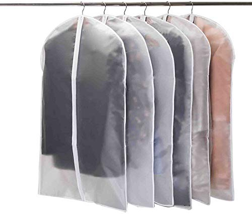 Niviy Kleidersack Anzug 6 Stück Hochwertiger Kleidersäcke, Transparent 60x100 cm Atmungsaktiver Stoff, für Anzüge Kleider Mäntel Sakkos Hemden Abendkleider Anzugsack Aufbewahrung Kleiderhülle
