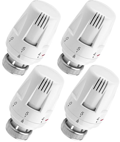 BYZESTY Heizungsthermostat - Heizkörperthermostat, 4 Stück Thermostatkopf M30x1,5, Heizungsregler, Heizkörperventil, Heizung Thermostatkopf, Thermostatventil Heizkörper Ersatzkopf für Zuhause Büro