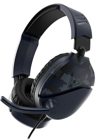 Turtle Beach Recon 70 Multiplattform-Gaming-Headset mit Kabel, XBOX/PC/PS5 | Blue Camo, XBOX Series X|S/One/PlayStation/PS4/Mobil, Flip-to-Mute-Mikrofon, 40-mm-Lautsprecher, leicht, weiche Ohrpolster