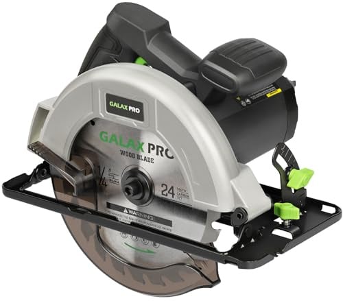 GALAX PRO 1400W Kreissäge, Maximale 6000RPM, Einstellbare Schnitttiefe und -winkel: 62 mm (90°) - 48 mm (45°), Sägeblatt-Ø: 185mm, für Holz, Weichmetall, Plastik, PVC
