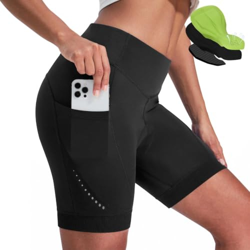 Nepest Fahrradhose Damen Kurz Gepolstert 4D, Atmungsaktiv, Reflektierend S