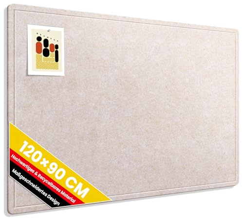 Großes Filz Pinnwand, 120x90 cm Filzboard mit 40 Reißzwecken, faltbares Bulletin Board, Fotodisplay-Tafel mit selbstklebendem Klebeband für Büro, Zuhause und Schule (Oatmeal, 120x90 cm)