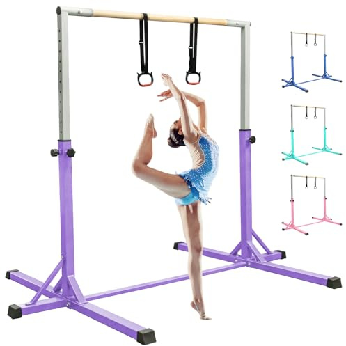 FBSPORT reckstange Outdoor Indoor Kinder turnreck turnstange gymnastikstange,13 Höhenverstellbar Gymnastik Bar Horizontale Bar mit Gymnastik Ringe,Training Fitnessstudio Bar Gymnastik Trainingsgeräte