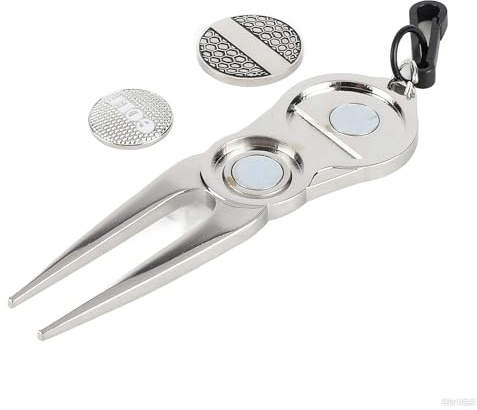 Divot Tool, Pitchgabel Magnetic Ball Marker Reparatur Pitch Groove Reiniger Pitch Fork Trainingszubehör Wedgeschläger/Pitching Gabel (Silber Type B)