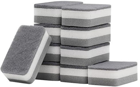 SyiXute 10 Stücke Magische Radierschwämme,Schmutzradierer,Reinigungsschwamm,Extra Dick,Strapazierfähig,Melamin-Schwämme in Großpackung für Küche,Bad,Boden und Wand,mit Vlies,Grau