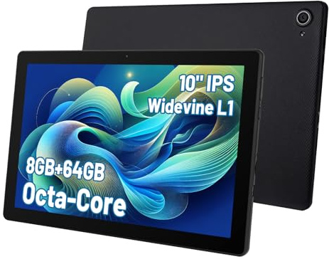 Vekoy Tablet 10 Zoll Android Octa-Core 8 GB RAM 64 GB ROM (1 TB TF) 1280x800 IPS Touchscreen GMS-zertifizierter 5000mAh Tablet PC WiFi 6 Bluetooth 5.4 Widevine L1 Dual-Kamera
