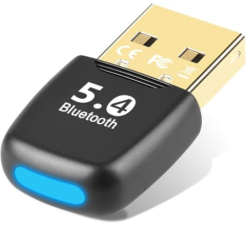 Bluetooth 5.4 Adapter für PC, USB Bluetooth Dongle Adapter Stick Low Latency, Plug & Play, Kompatibel mit Windows 7/8.1/10/11 Desktop, Laptop, Maus, Tastatur, Kopfhörer, Smartphone