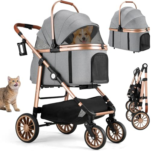 MAMIZO 4 in 1 Hundewagen,Hundebuggy bis 25kg, 68*38*64cm Hunde Transportbox