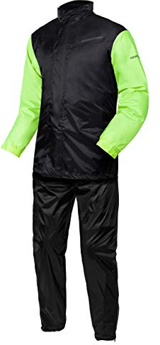 REBELHORN Rain Motorrad Regenanzug | Zweiteiliger | Laminierte Nähte | Elastische Kordelzüge | Reflektierende Elemente | Größen bis 5XL