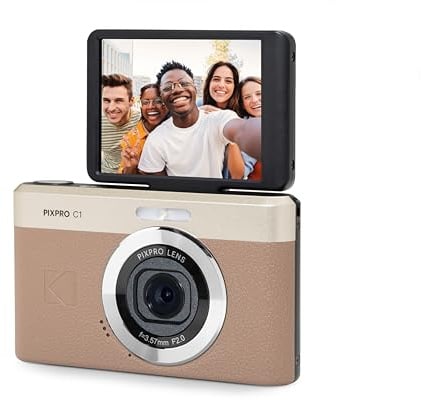 Kodak Pixpro C1 - Ultrakompakte Digitalkamera | 13MP BSI CMOS, 4X Zoom, 7.1 cm LCD-Bildschirm, LED-Blitz - Marron