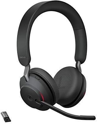 Jabra Evolve2 65 Wireless Headset – Noise Cancelling Microsoft Teams Zertifizierte Stereo Kopfhörer mit Langer Akkulaufzeit – USB-A Bluetooth Adapter – Schwarz