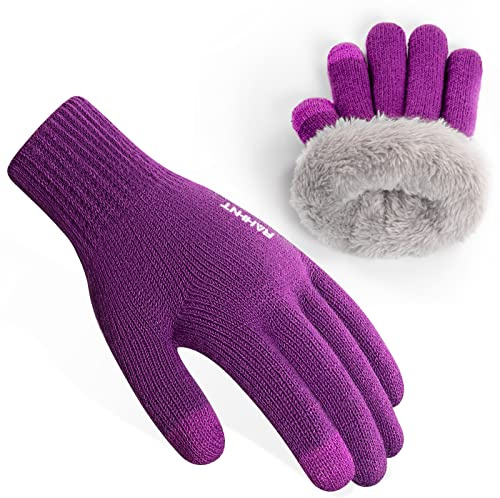 Rahhint Unisex Kinder Handschuhe Winter für Jungen Mädchen Thermohandschuhe Touchscreen Winterhandschuhe Warme Wollstrickhandschuhe mit Fleecefutter 3-15 Jahre