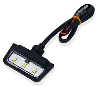 Simda Pro E-geprüfte LED-Kennzeichenbeleuchtung Nummernschildbeleuchtung für Motorräder Quads Roller und ATVs wasserdicht nach IP67 kompaktes schwarzes Design mit herausragender Optik